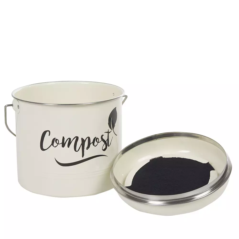 Composteur de cuisine beige noir design compost