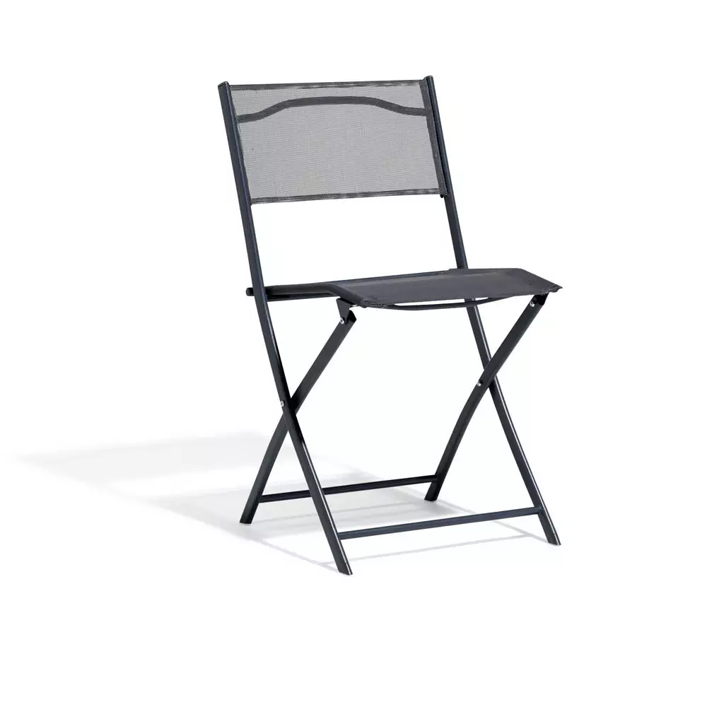 Chaise de jardin pliante London métal textilène gris 45x51xH.81 cm | GiFi
