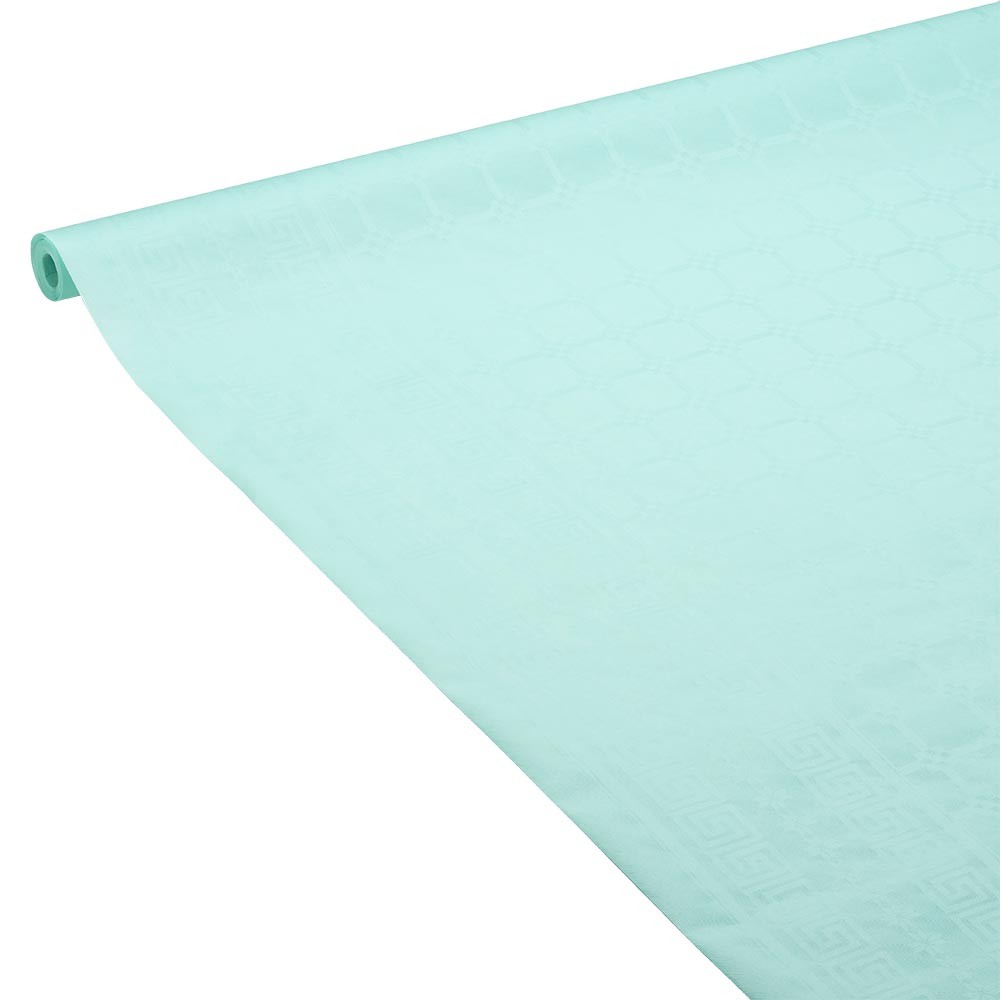nappe damassée bleu turquoise  serviette et nappe jetable