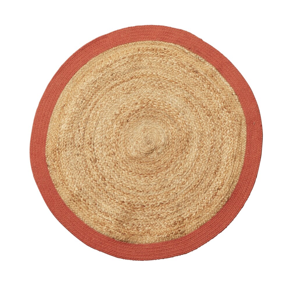 Tapis rond jute naturel contour terracotta Ø90cm | GIFI