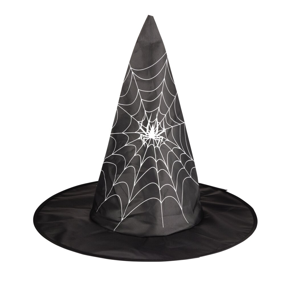 Chapeau pointu fantaisiste de sorcière avec voile en toile d'araignée, noir, taille unique, accessoire de costume à porter pour l'Halloween | Party City Chapeau pointu fantaisiste de sorcière avec voile en toile d'araignée, noir, taille unique, accessoire de costume à porter pour l'Halloween | Party City