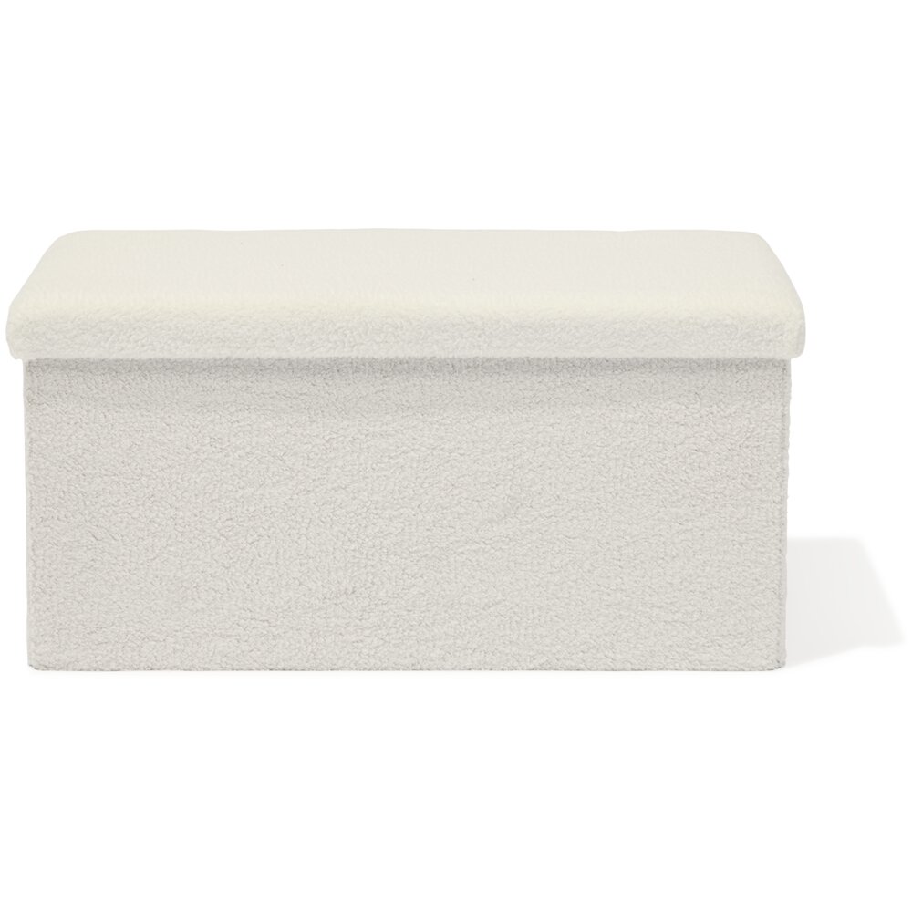 Banc coffre Clara décor laine bouclée Blanc - L77xP38xH38 cm | GIFI