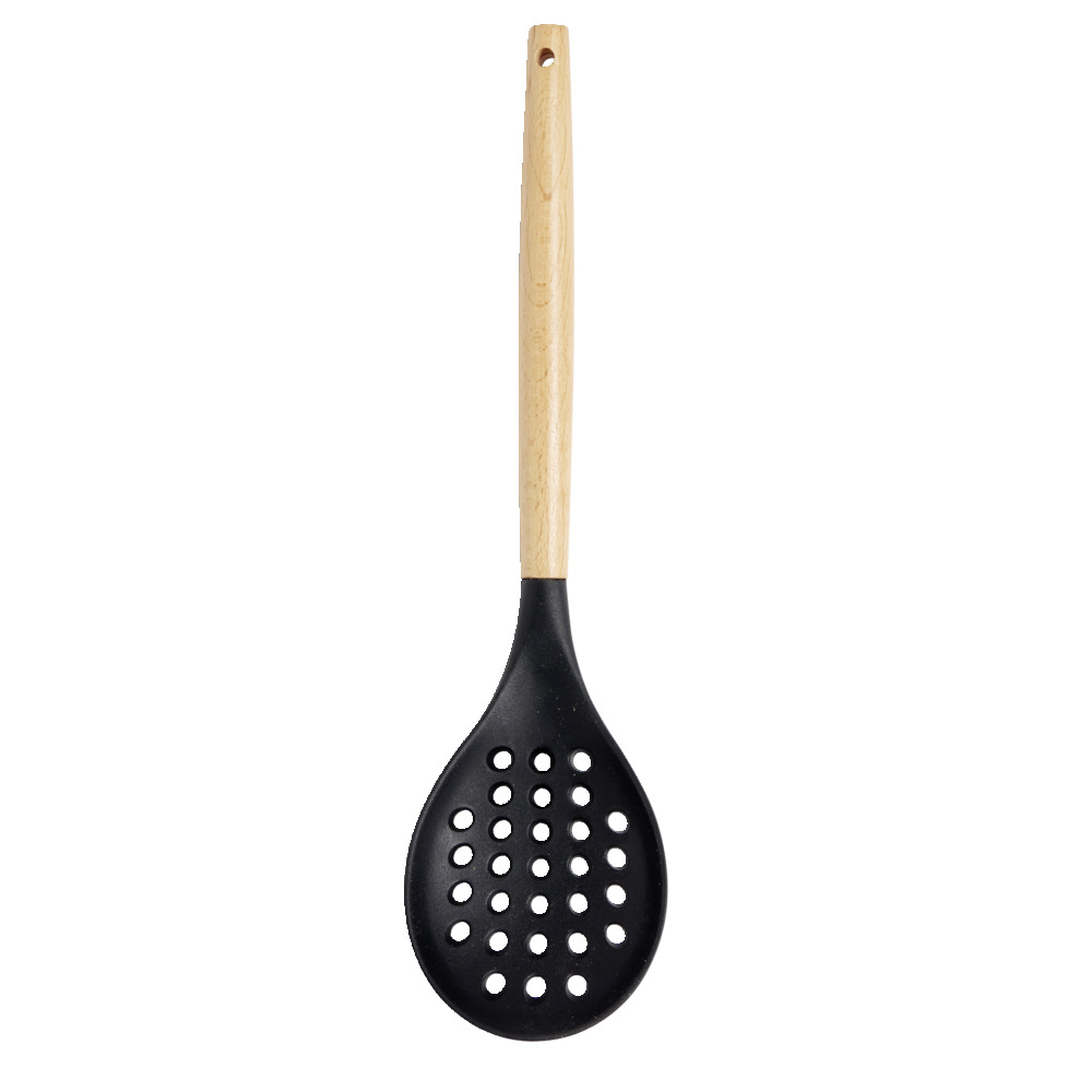 Écumoire En Silicone Monobloc Sans Couture - Noir - Antiadhésif, Résistante à La Chaleur - Pour égoutter Légumes, Frites, Pâtes