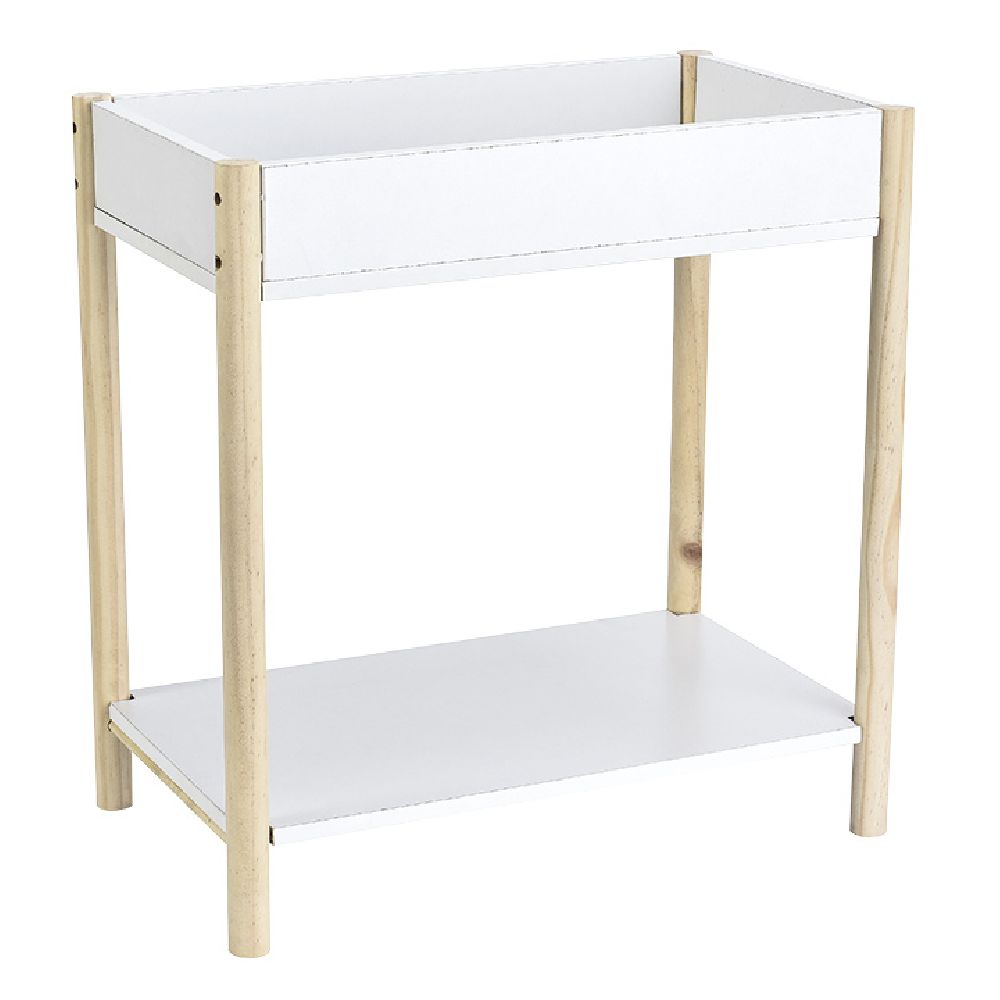 Bout de canapé en bois 2 niveaux naturel et blanc GIFI