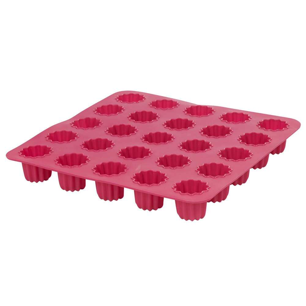 Moule à Cannelés Silicone Crealys - 6 Cavités - Rouge - 20x15x5cm - Résiste Jusqu'à 250°C
