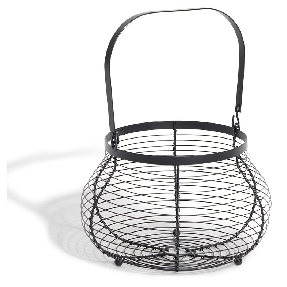 Panier Métallique à Œufs Avec Couvercle Et Poignée – Panier Fermier Noir, Capacité ≈36 Œufs, Robuste Et Décoratif