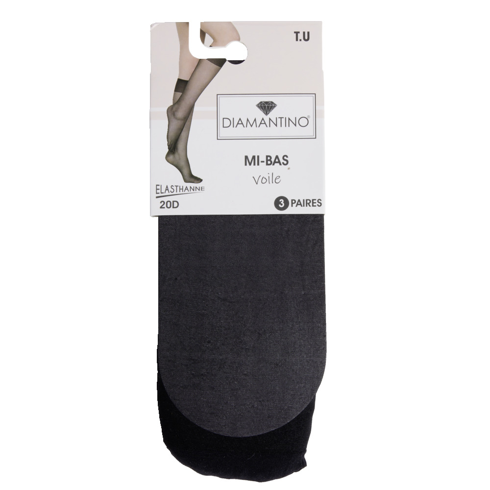 Lot De 5 Paires Mi-bas Gerbe Paris - Voile 15 Deniers Noir - Fait En France