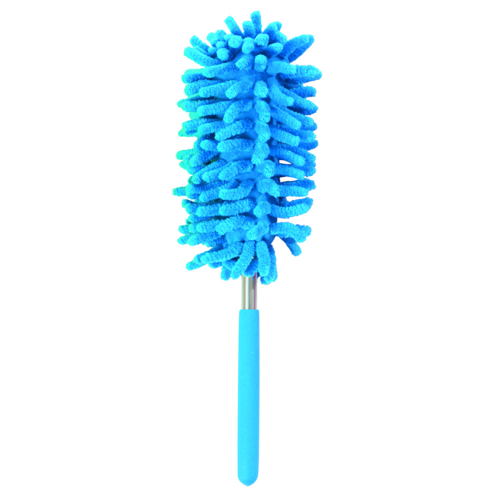 Plumeau Télescopique Longue Portée 1,5 à 4,9 M - Tête Microfibre Amovible, Brosse Grattoir Inclus - Pour Fenêtres Hautes, Plafonds, Toiles D'araignée