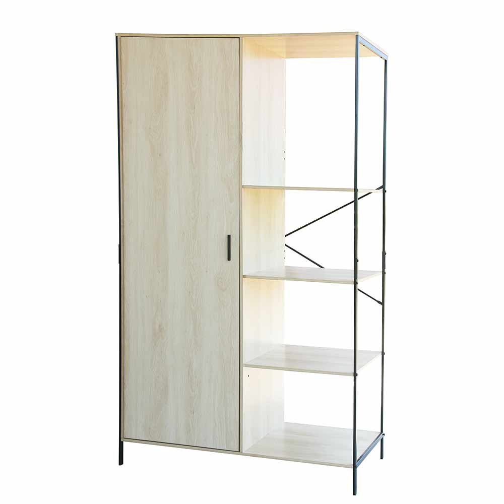 Armoire 2en1 William penderie et étagère métal et bois GIFI