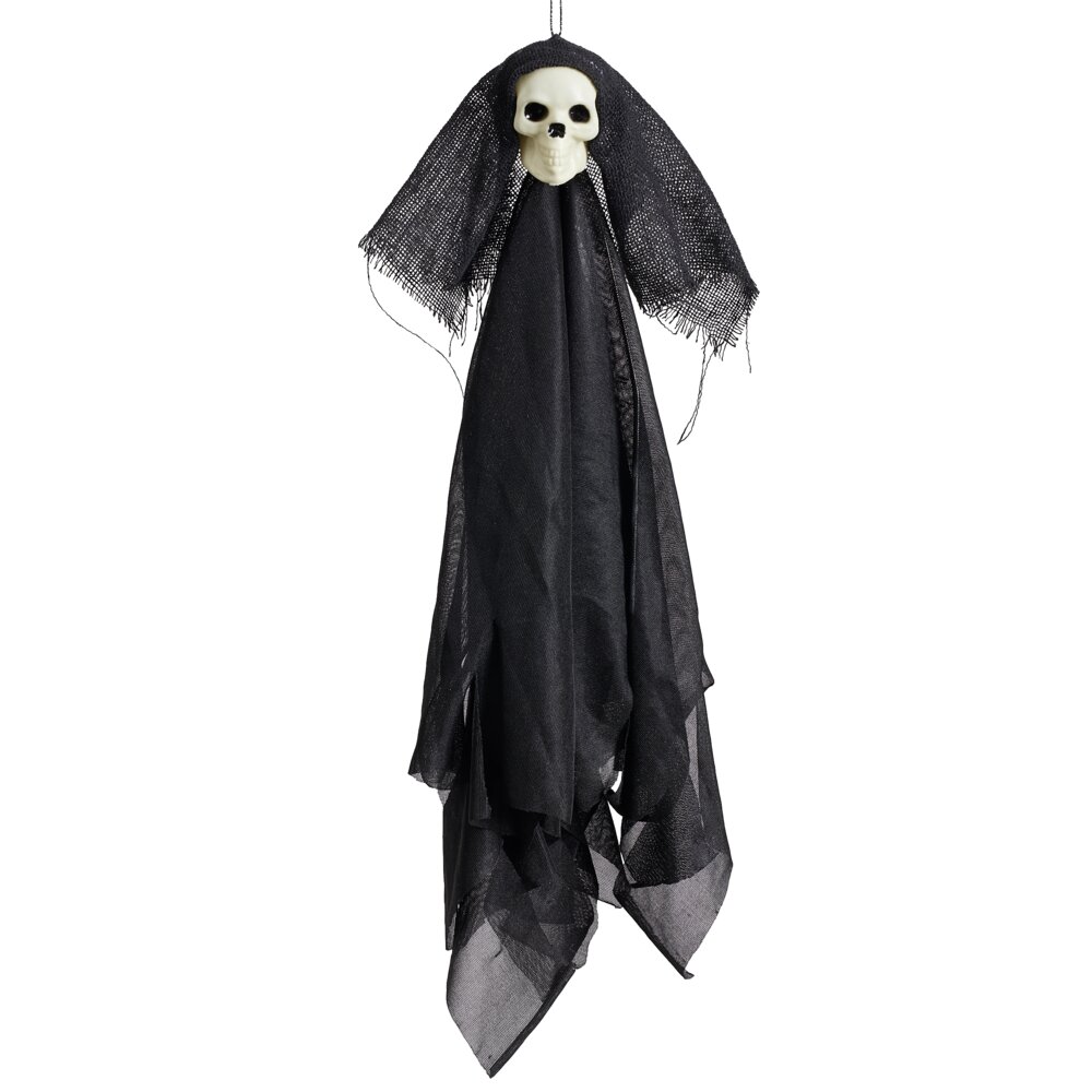 Squelettes Suspendus Halloween – Lot De 2, Noir Et Blanc, 35x45 Cm – Fantômes En Plastique Et Tissu Non Tissé, Avec Corde Et Ventouse