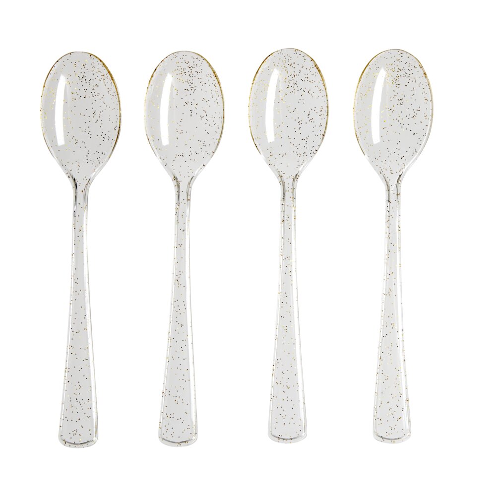 Lot De 50 Cuillères En Plastique Doré JL Prime - Couverts Luxueux Réutilisables Pour Fêtes Et Mariages