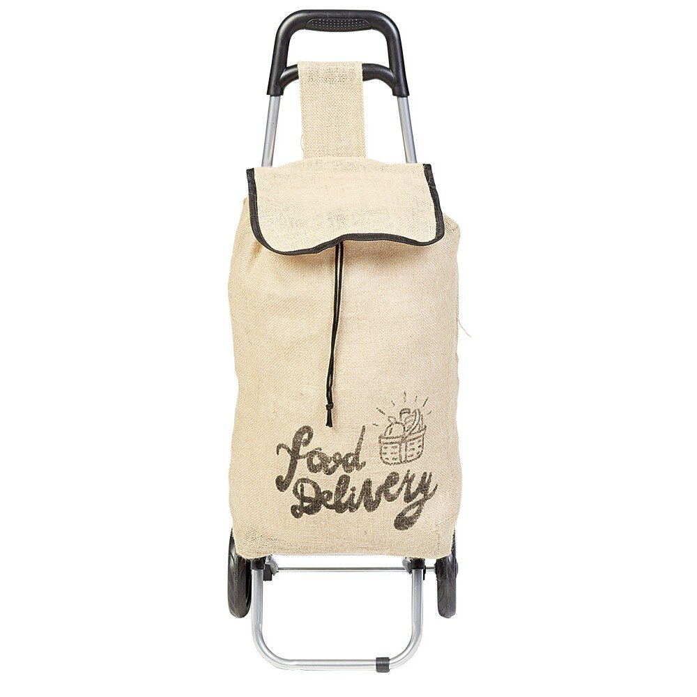 Chariot de courses avec sac en toile de jute | GIFI