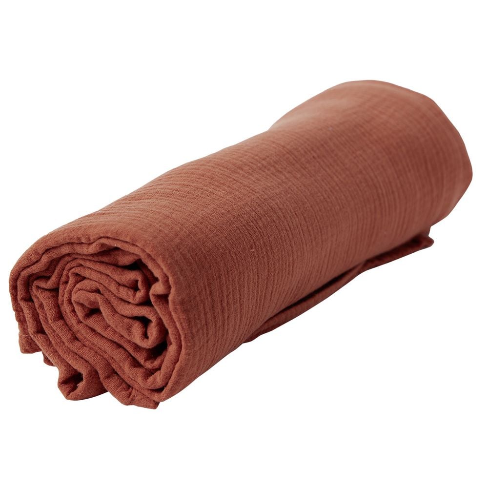 Plaid terracotta uni 100% coton 150x120cm