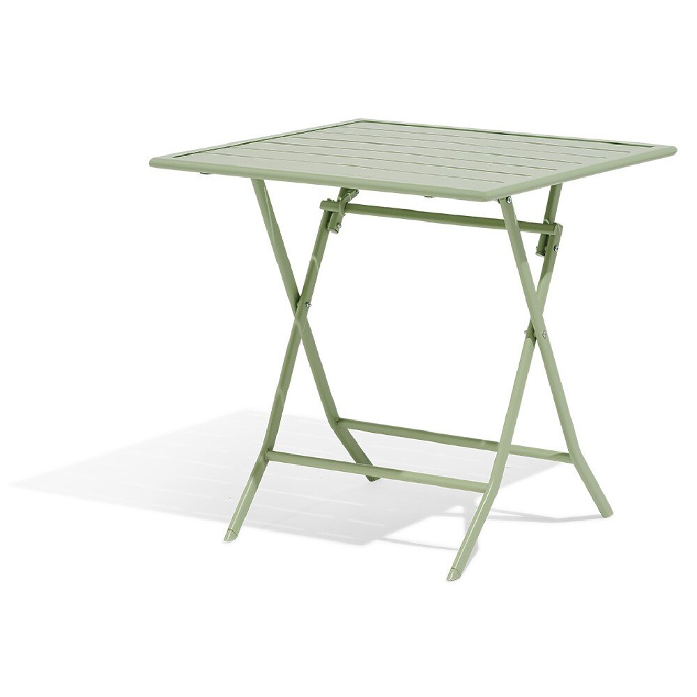 Table de jardin Glasgow carrée métal vert sauge GIFI
