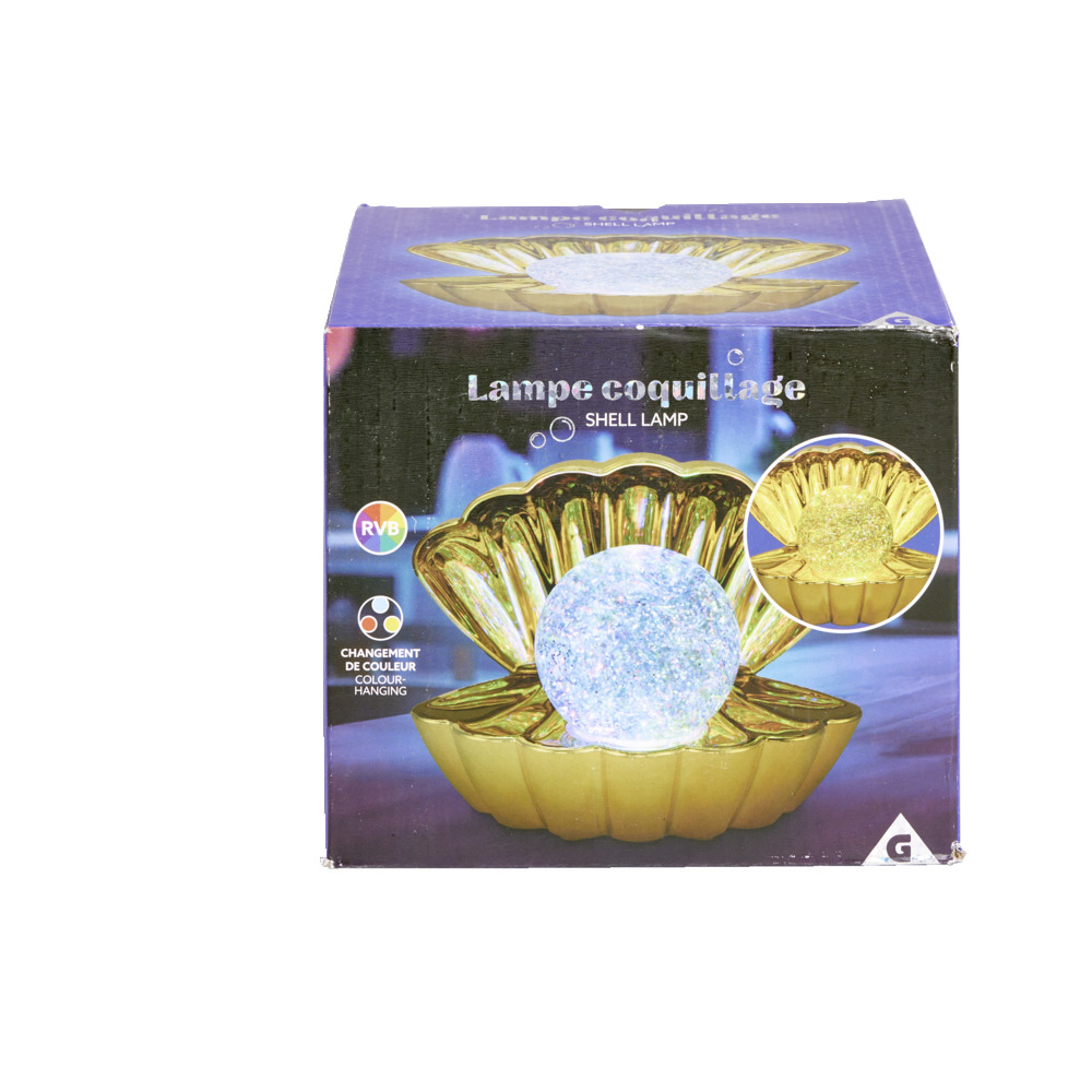 Lampe LED perle et coquillage doré | GIFI