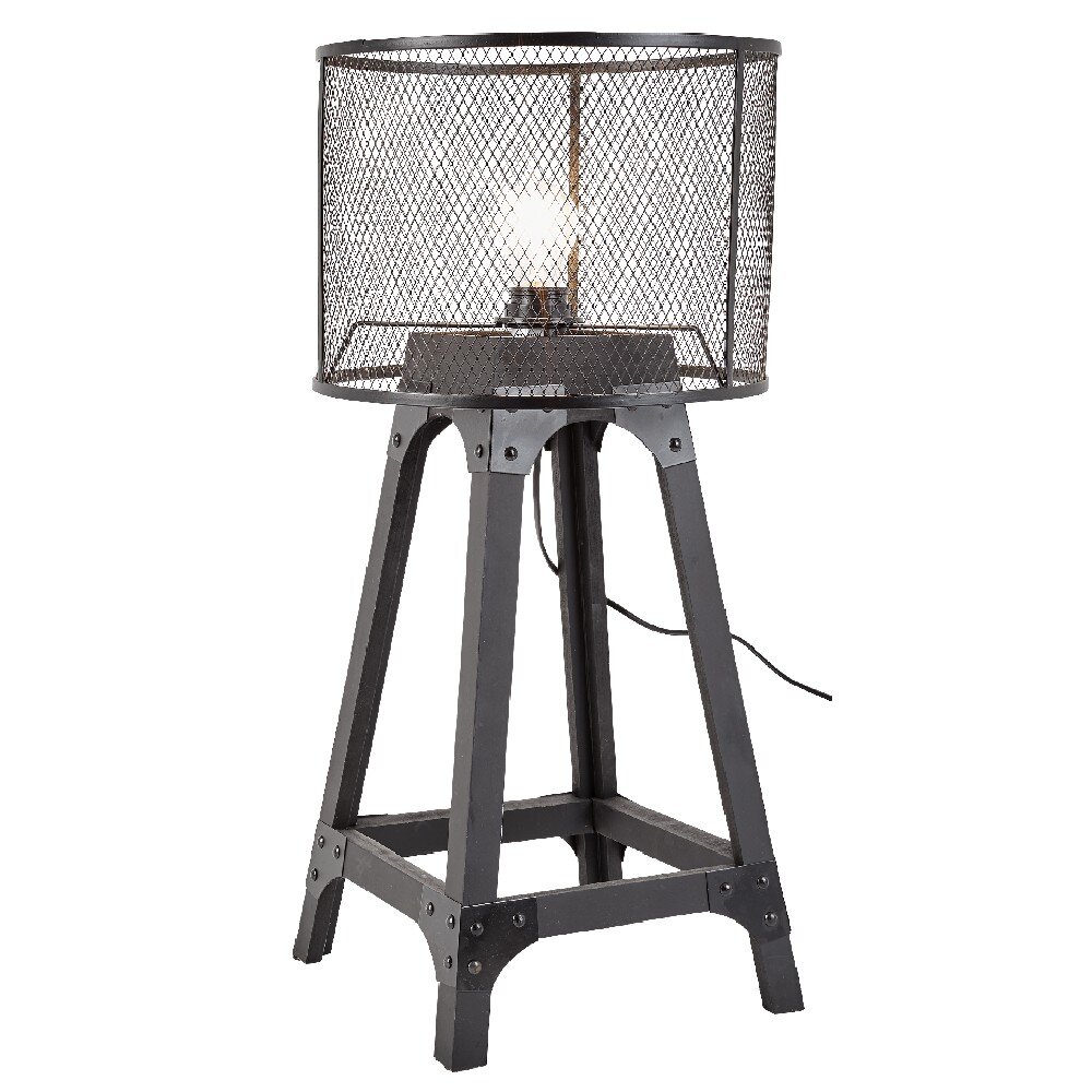 Lampe métal noir industriel abat-jour grillage | GIFI
